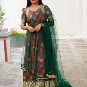 House Of Advaita Semi Muslin Printed Anarkali Set With Dupatta